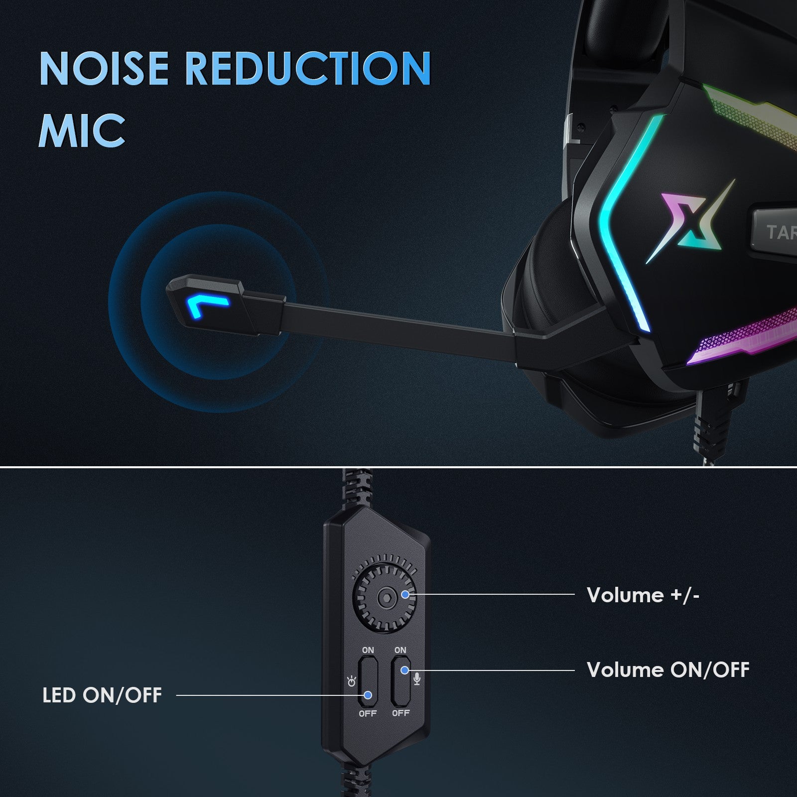 TARGEAL 7.1 Surround Sound USB Wired Headphones PC Gaming Headset with RGB Light for PS4 Smartphone Laptop TARGEAL 7.1 Surround Sound USB Wired Headphones PC Gaming Headset with RGB Light for PS4 Smartphone Laptop